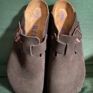 Birkenstock Boston clogs size 41 wide - brown genuine suede